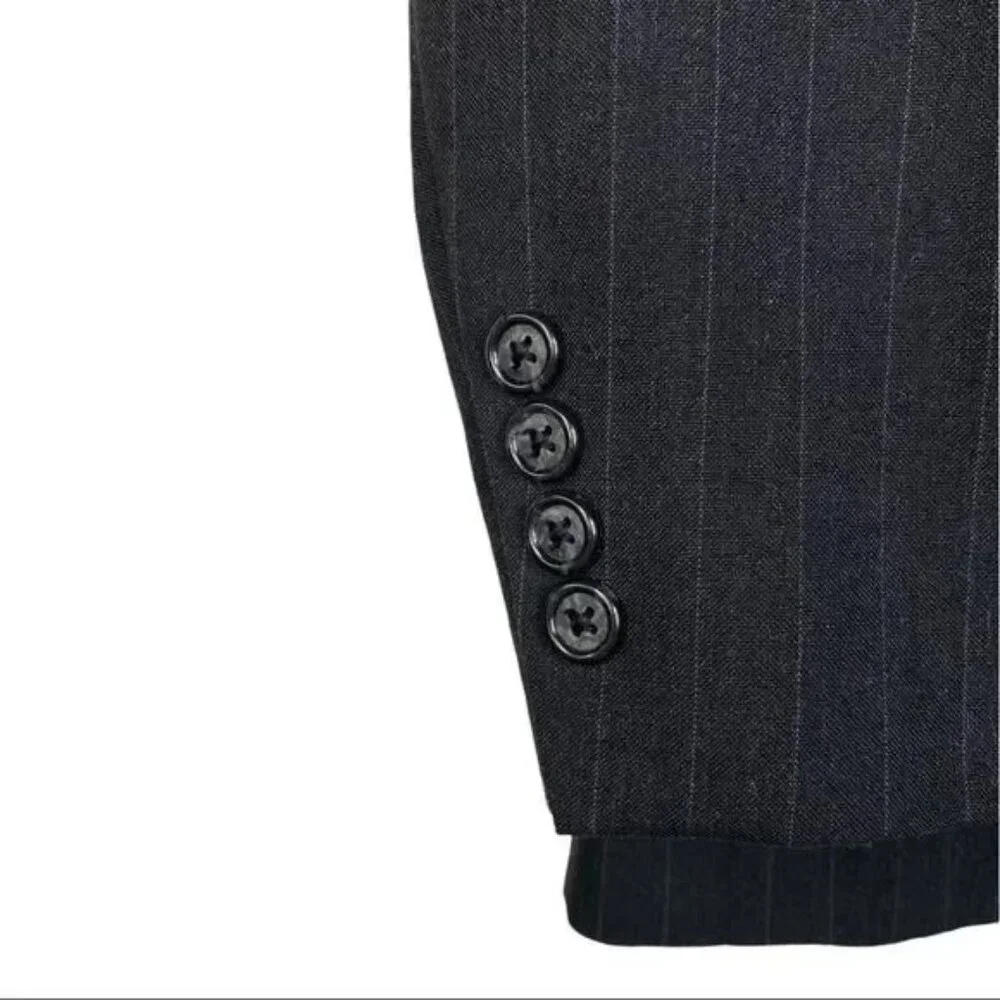 BARRINGTON MEN'S BLACK LINED PINSTRIPE SUIT JACKET 44R-NICE!